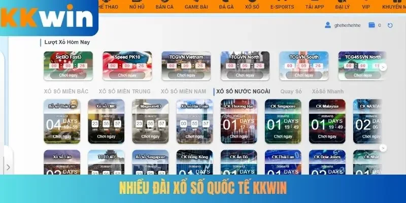 Nhiều đài xổ số quốc tế KKWIN